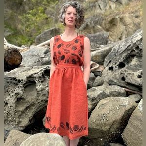 100% Linen Hand Printed Valencia Skirt